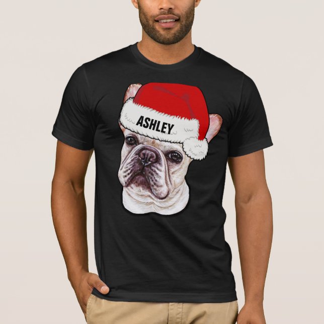 Niedlicher French Bulldog Christmas Hat Dog Big T-Shirt (Vorderseite)