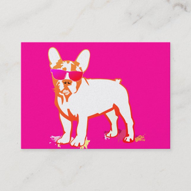 Niedlicher Frenchie Bulldog mit Sonnenbrille Visitenkarte (Vorderseite)