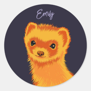 Niedlicher Frettart ferret Mama Name Runder Aufkleber