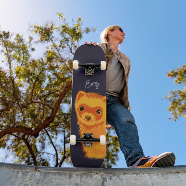 Niedlicher Frettart ferret Mama Name Skateboard (Außenbereich 1)