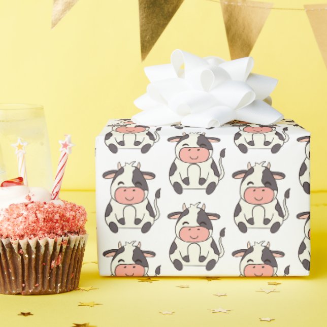 Niedlicher freundlicher Kuhbetrieb Geschenkpapier (Geburtstagsparty)