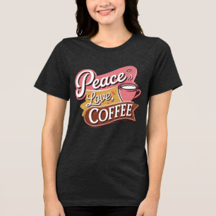 Niedlicher Frieden Liebe Kaffeemarke Tri-Blend Shirt