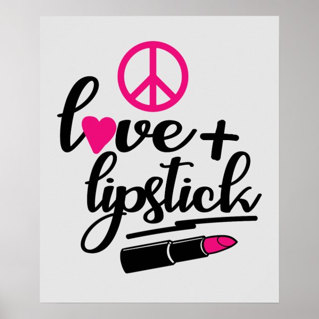 niedlicher Frieden Liebe Lippenstift Makeup Künstl Poster (Vorne)