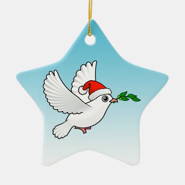 Niedlicher Frieden tauchte mit Weihnachtsmannmütze Keramik Ornament (Vorne)