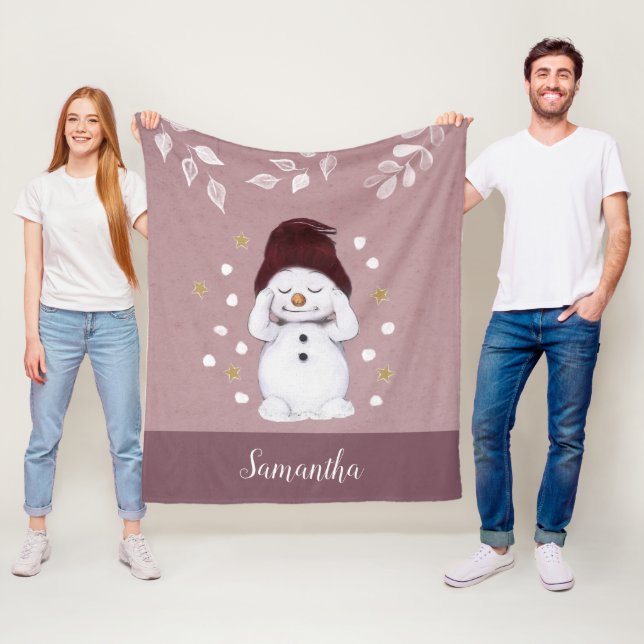 Niedlicher Friedlicher Schneemann Rosa Weihnachtsf Fleecedecke (Beispiel)