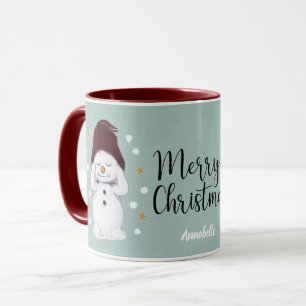 Niedlicher Friedlicher Schneemann Winter Blauer We Tasse