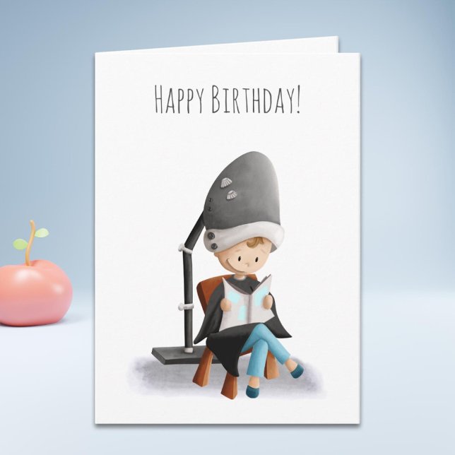 Niedlicher Friseur Girl Haartrockner Geburtstag Karte (Von Creator hochgeladen)