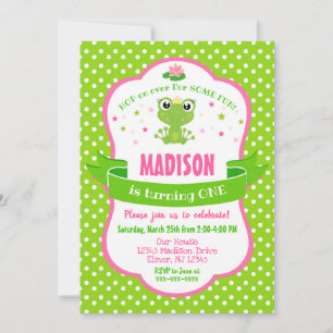 Niedlicher Frog Princess Einladung für ein Mädchen