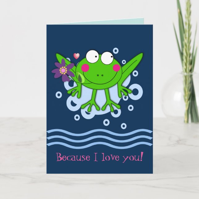 Niedlicher Frogg in Liebe mit benutzerdefiniertem  Karte (Vorderseite)