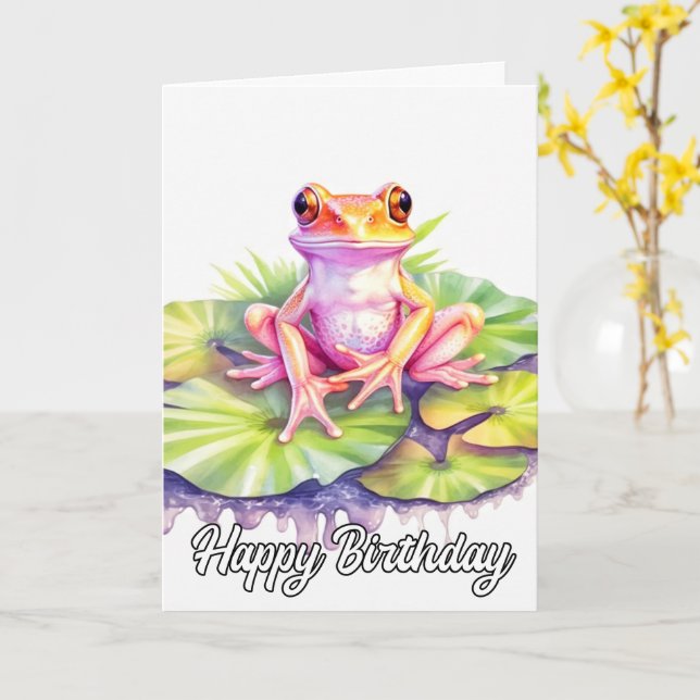 Niedlicher Froggie Karte (Gelbe Blume)