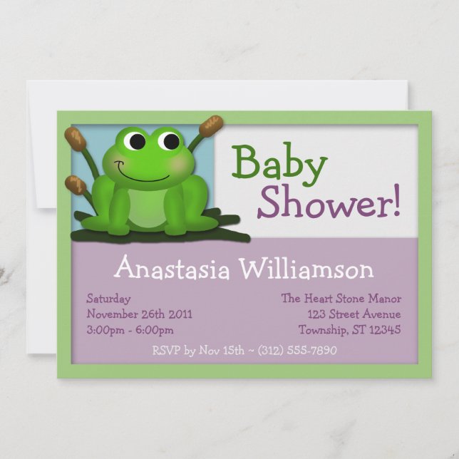 Niedlicher Froggy-bunte Baby-Duschen-Einladungen Einladung (Vorderseite)