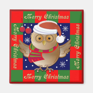 Niedlicher frohe Weihnacht-Magnet mit Sankt-Eule Magnet