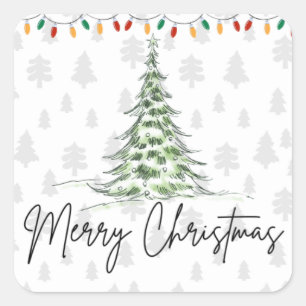 Niedlicher Frohe Weihnachtsaufkleber Quadratischer Aufkleber