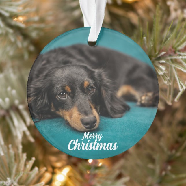 Niedlicher Frohe Weihnachtshunde Keramik Ornament (Baum)
