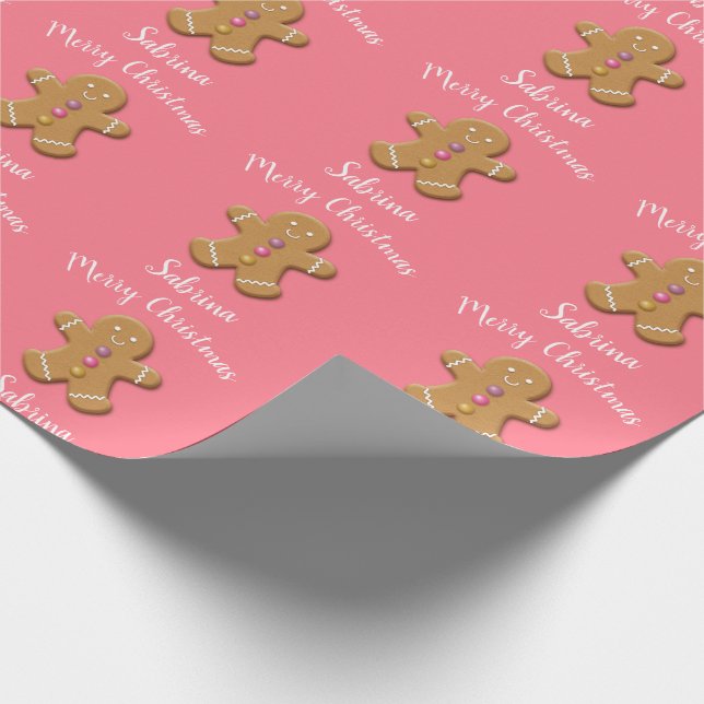 Niedlicher Frohe Weihnachtsmann personalisiert Geschenkpapier (Ecke)