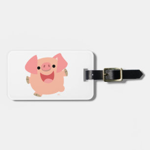 Niedlicher froher Cartoon Schweinefleisch Gepäckma Gepäckanhänger