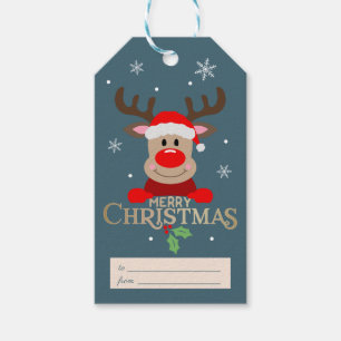 Niedlicher froher Weihnachten Rudolph Reinder Geschenkanhänger