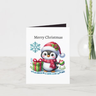 Niedlicher froher Weihnachtspenguin Feiertagskarte
