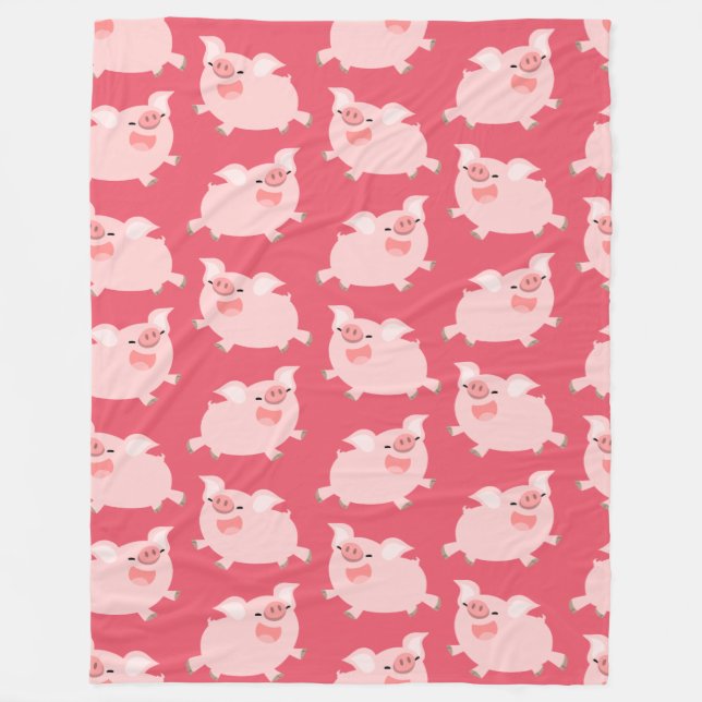 Niedlicher fröhlicher Cartoon Schweinepattern Fleecedecke (Vorderseite)