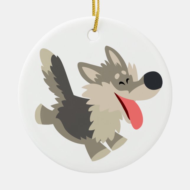 Niedlicher Frolicous Cartoon Wolf Ornament (Vorne)
