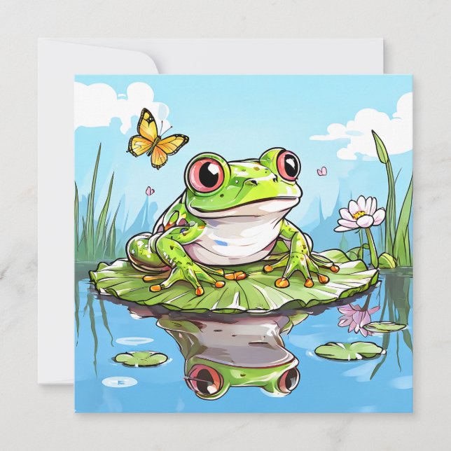 Niedlicher Frosch auf einem Lily Pad Niedlich (Vorderseite)