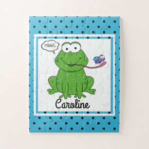Niedlicher Frosch auf Polka Docks, Personalisierte
