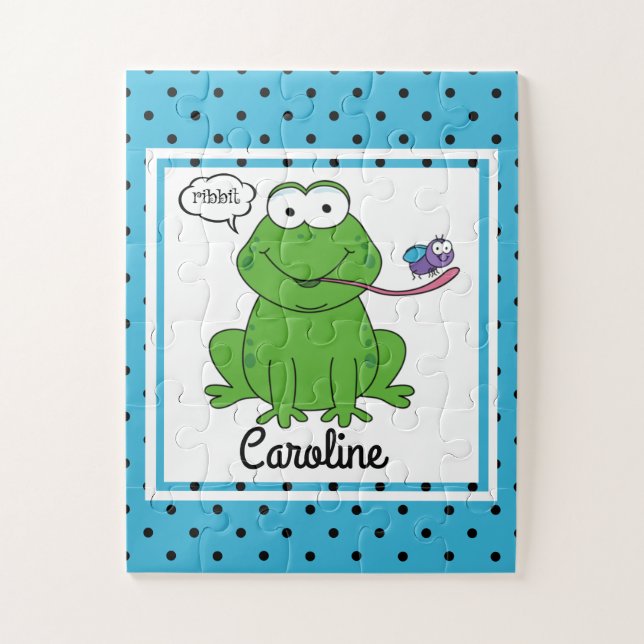 Niedlicher Frosch auf Polka Docks, Personalisierte (Vertikal)