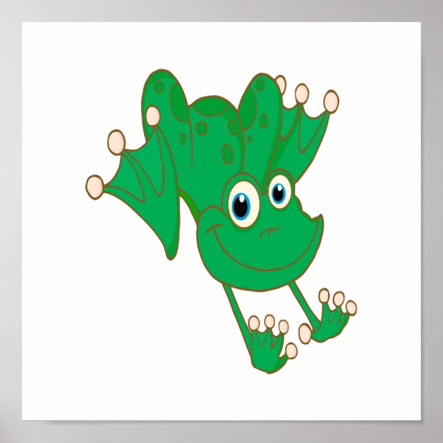 niedlicher Frosch aus grünem Cartoon Poster (Vorne)