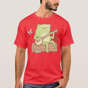 Niedlicher Frosch, der Banjo auf Holzholz spielt T-Shirt