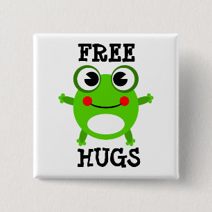 Niedlicher Frosch, geben Umarmungs-Knopf frei Button