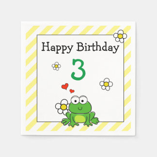Niedlicher Frosch Gelber StreifenGeburtstagsbuch P Serviette