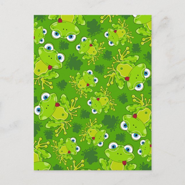 Niedlicher Frosch Gemusterte Postkarte (Vorderseite)