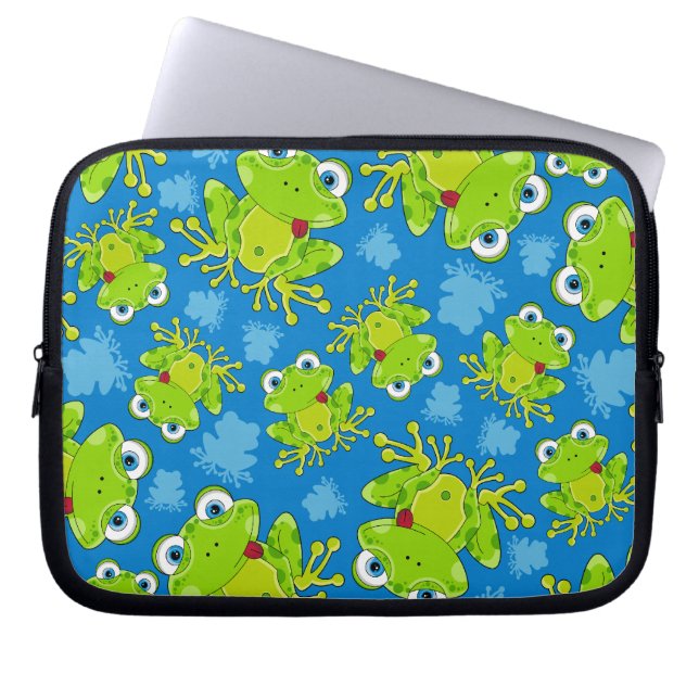 Niedlicher Frosch-gemusterter Laptop-Kasten Laptopschutzhülle (Vorderseite)