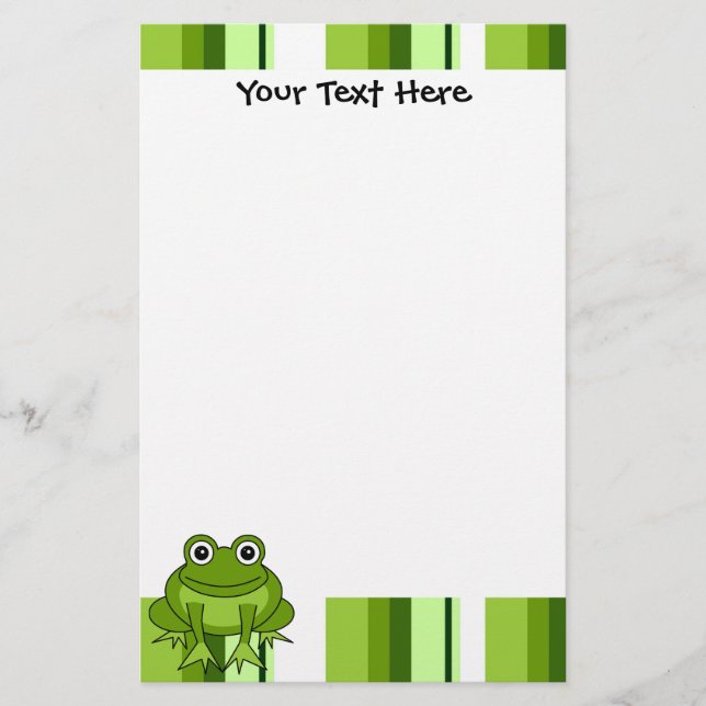Niedlicher Frosch-gestreiftes Briefpapier (Vorderseite)