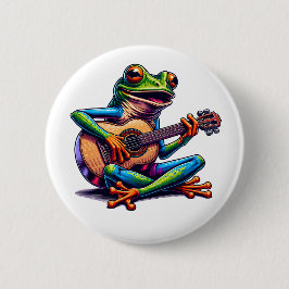 Niedlicher Frosch Gitarre spielen Button