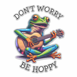 Niedlicher Frosch Gitarre spielen | Mach dir keine Aufkleber