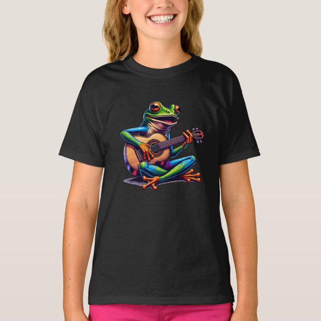 Niedlicher Frosch Gitarre spielen T-Shirt (Vorderseite)