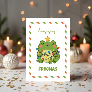 Niedlicher Frosch "Hoppy Frogmas" Funny Holiday Ca Feiertagskarte