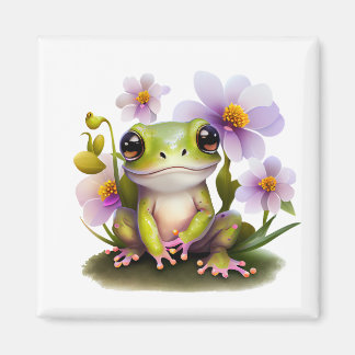 Niedlicher Frosch in Blume Magnet