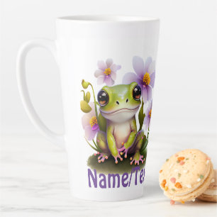 Niedlicher Frosch in Blume Milchtasse