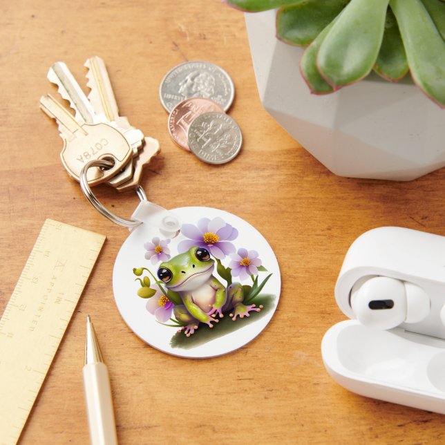 Niedlicher Frosch in Blume, Rucksack, Anhänger Schlüsselanhänger (Schreibtisch)