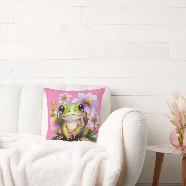 Niedlicher Frosch in Blume Sofa Kissen (Liege)