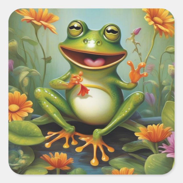 Niedlicher Frosch in der Natur mit Aufkleber für B (Vorderseite)
