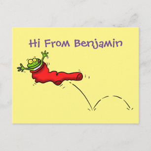 Niedlicher Frosch in einem roten Cartoon Postkarte