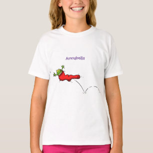 Niedlicher Frosch in einem roten Cartoon T-Shirt