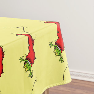 Niedlicher Frosch in einem roten Cartoon Tischdecke