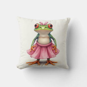 Niedlicher Frosch in Rosa Kissen