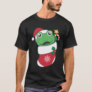 Niedlicher Frosch in Weihnachtssocken für Weihnach T-Shirt