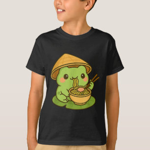Niedlicher Frosch isst Ramen Anime Japanische Gesc T-Shirt