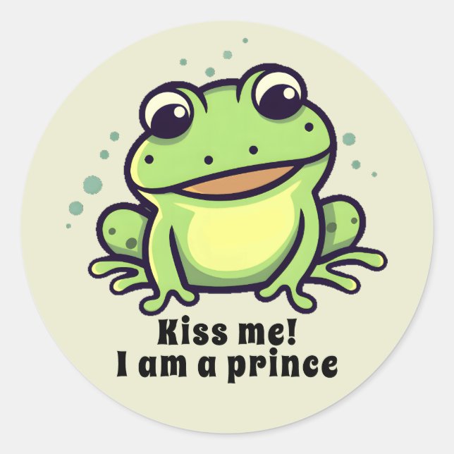 Niedlicher Frosch küsst mich Runder Aufkleber (Vorderseite)
